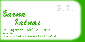 barna kalnai business card